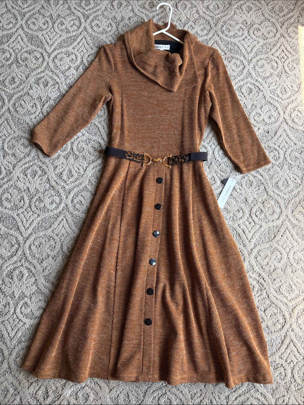 NWT Robbie Bee Ribbed Midi Dress in Burnt Copper